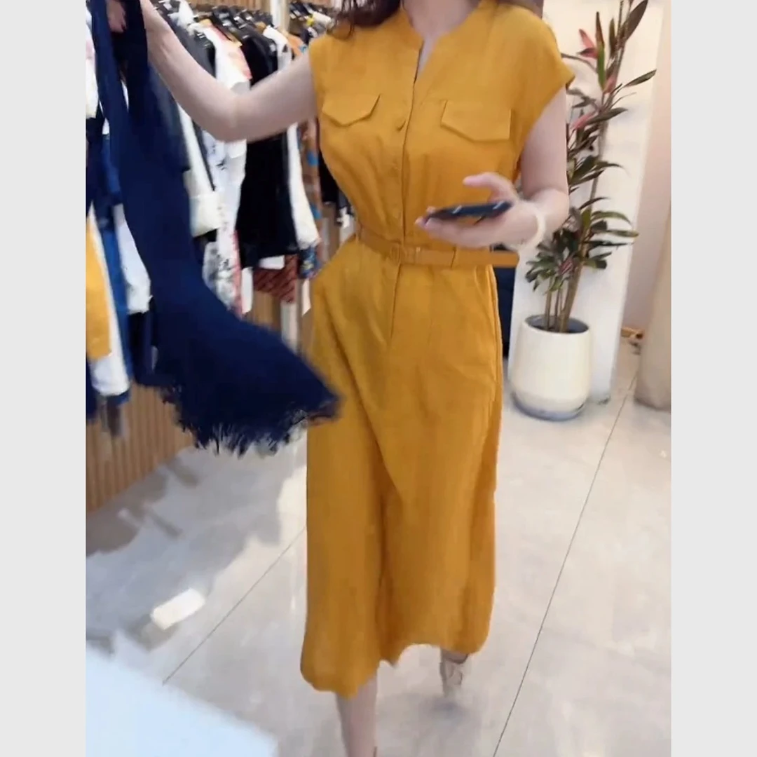 时尚收腰百搭开叉新款减龄气质显瘦连衣裙