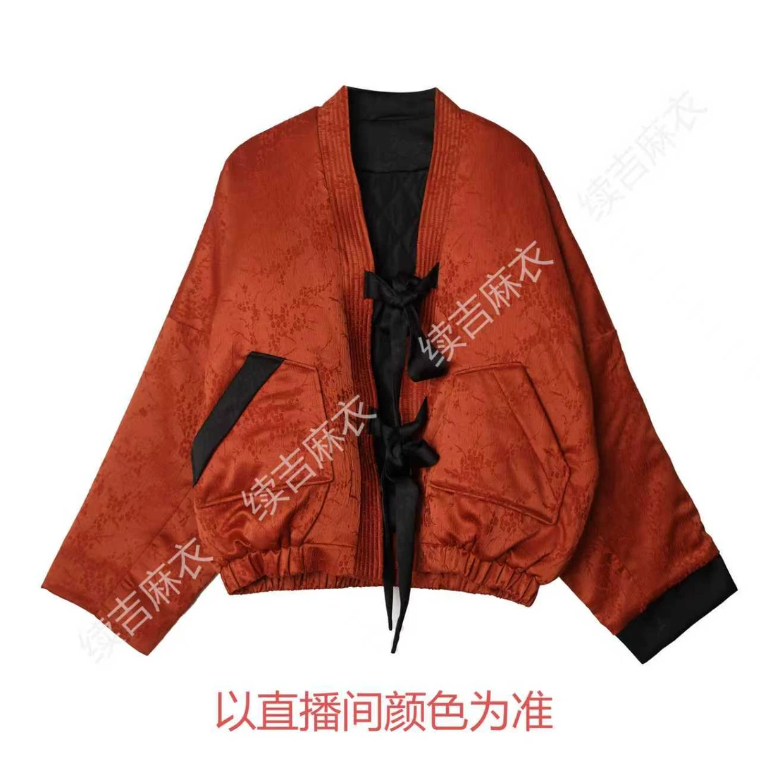冬-续吉麻衣25-2338【安闲自在】长袖V领复古宽松休闲棉衣