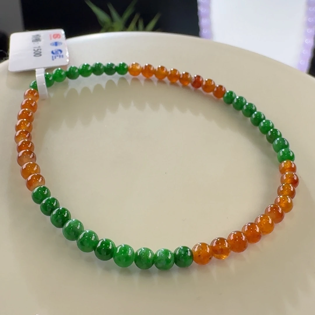 翡翠手链未镶嵌双彩小米单圈