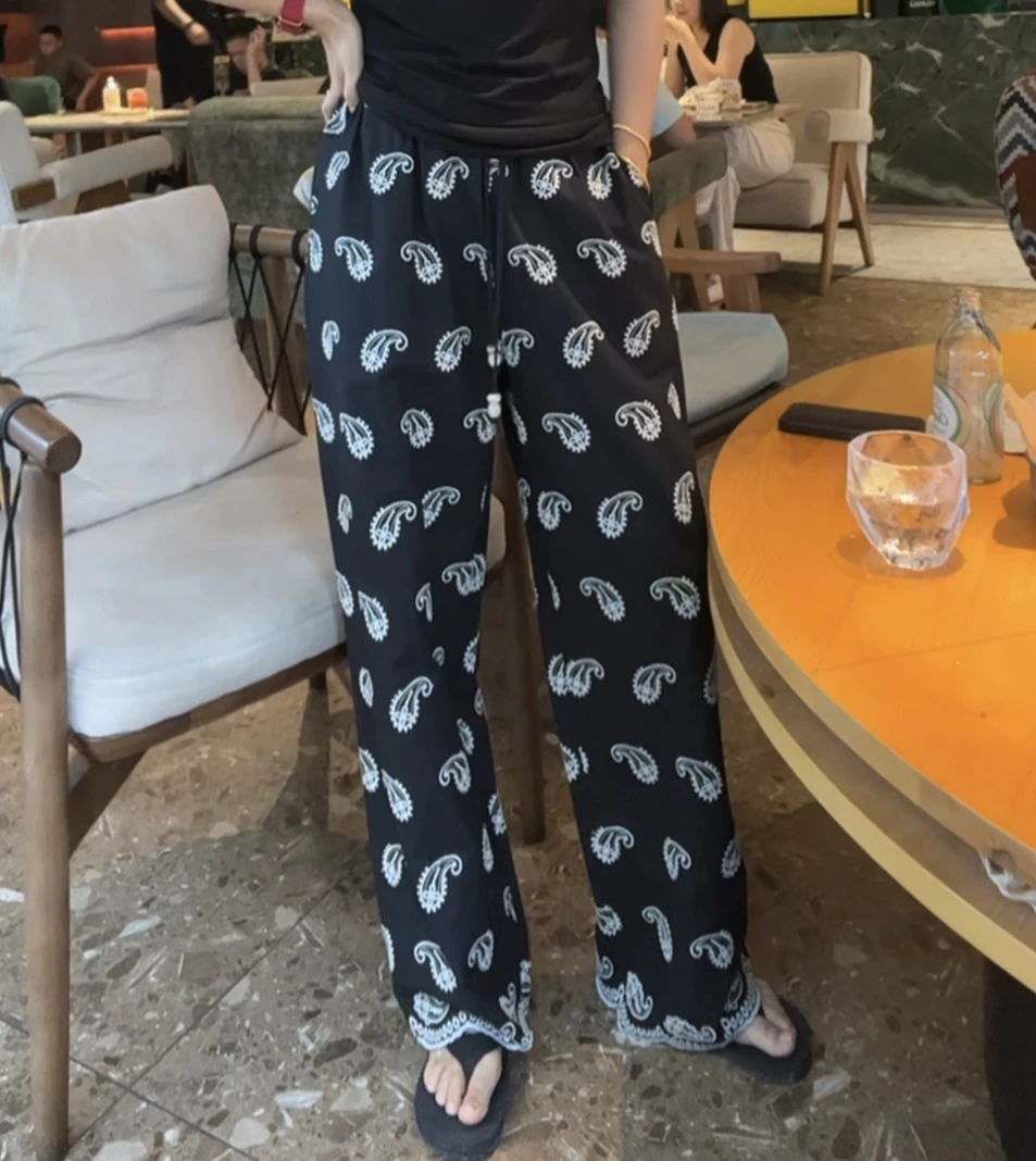 “波斯裤”2025新款显瘦精致刺绣直筒休闲裤58081