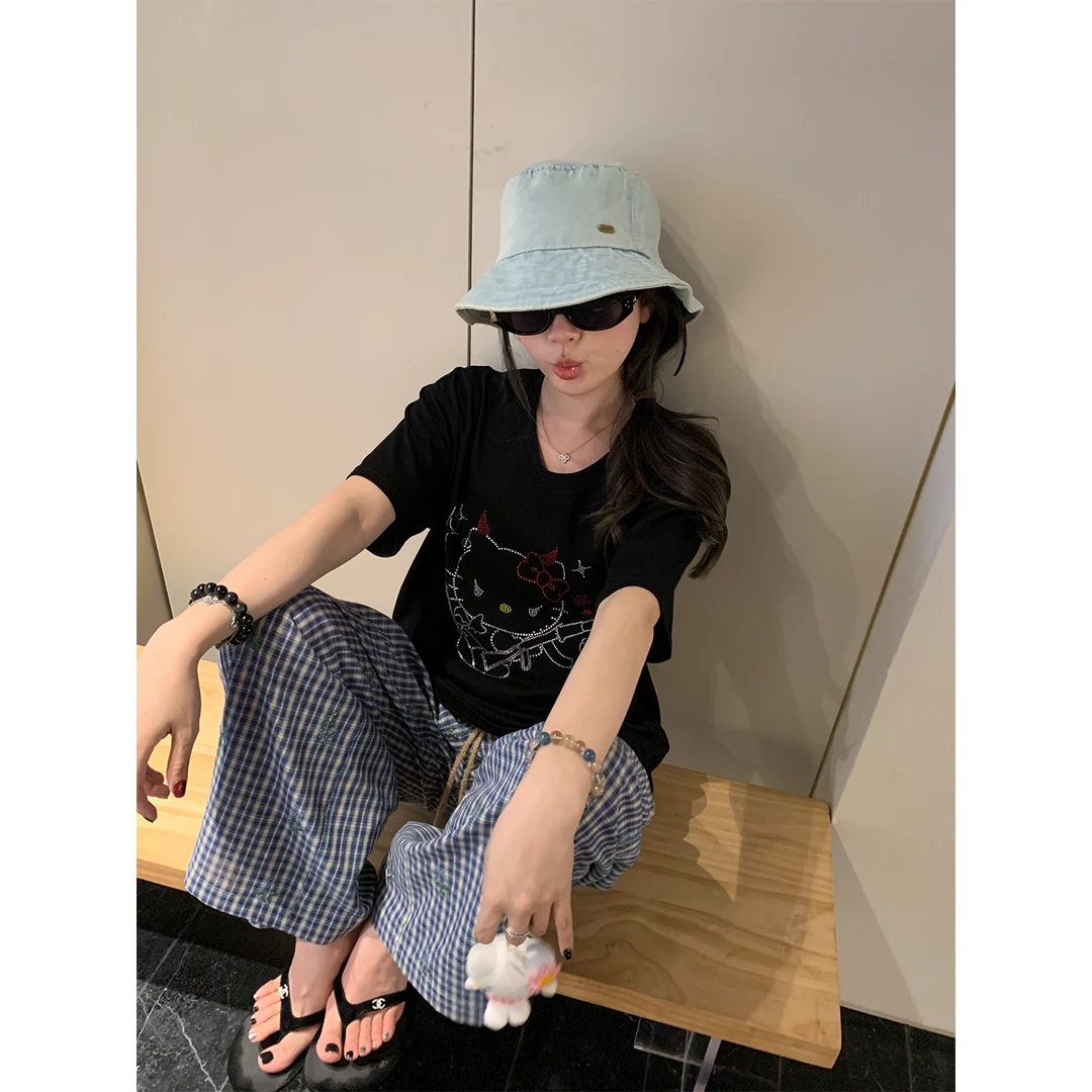 im向 T恤合集6.0 烫钻Kitty印花水洗宽松短袖T