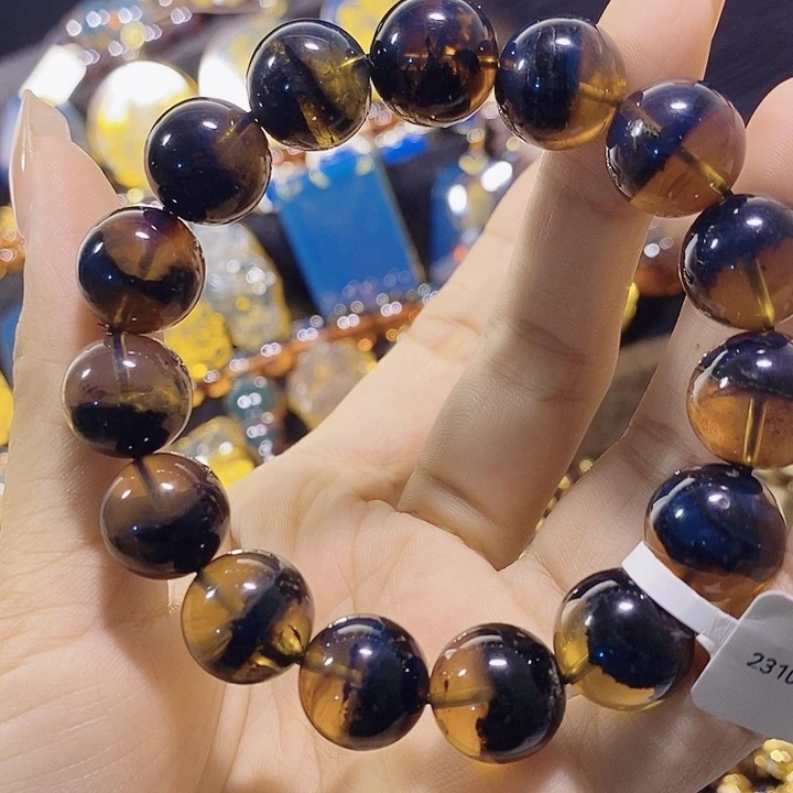 琥珀未镶嵌珠宝奇石海藻手串13