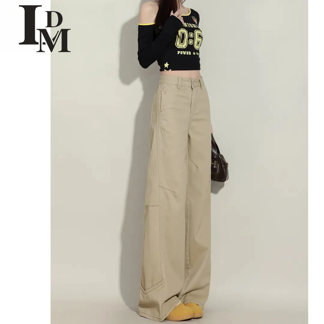 LDM/靓迪梦卡其色高腰阔腿牛仔裤女2025新款裤子女款爆款2025