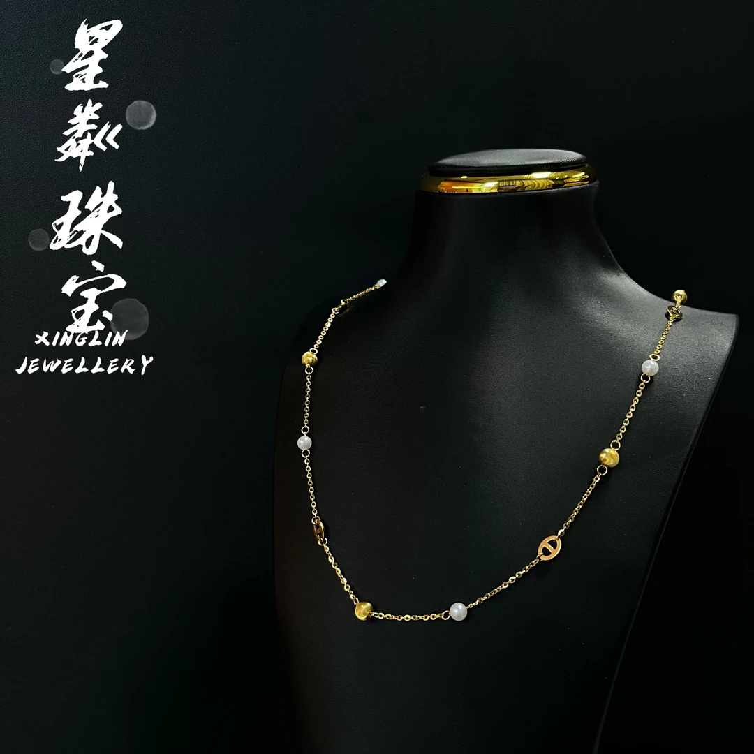 【爆款猪鼻珠珠蹦迪链】足金999黄金5G蹦迪珠珠高级潮流项链