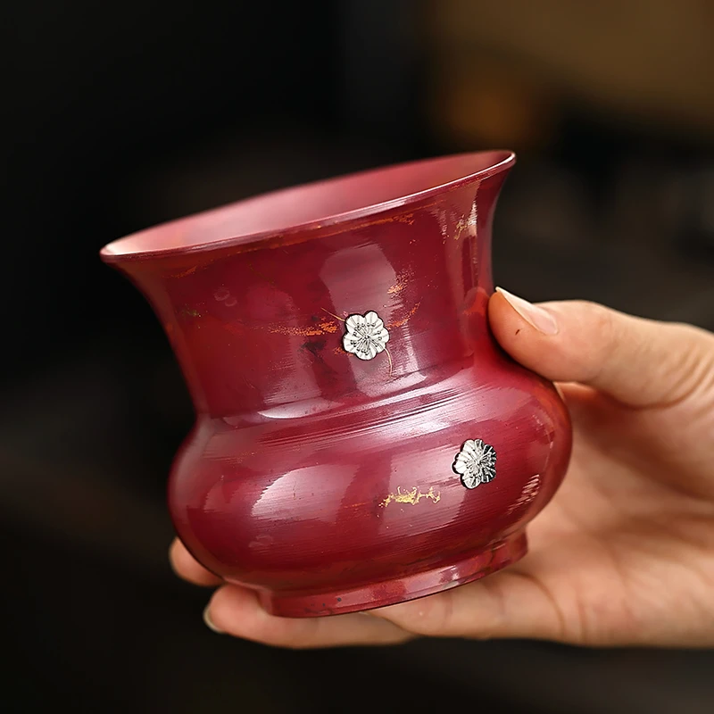 紫铜建水小号茶室家用茶渣缸茶水缸茶具配件手工复古茶道功夫茶具