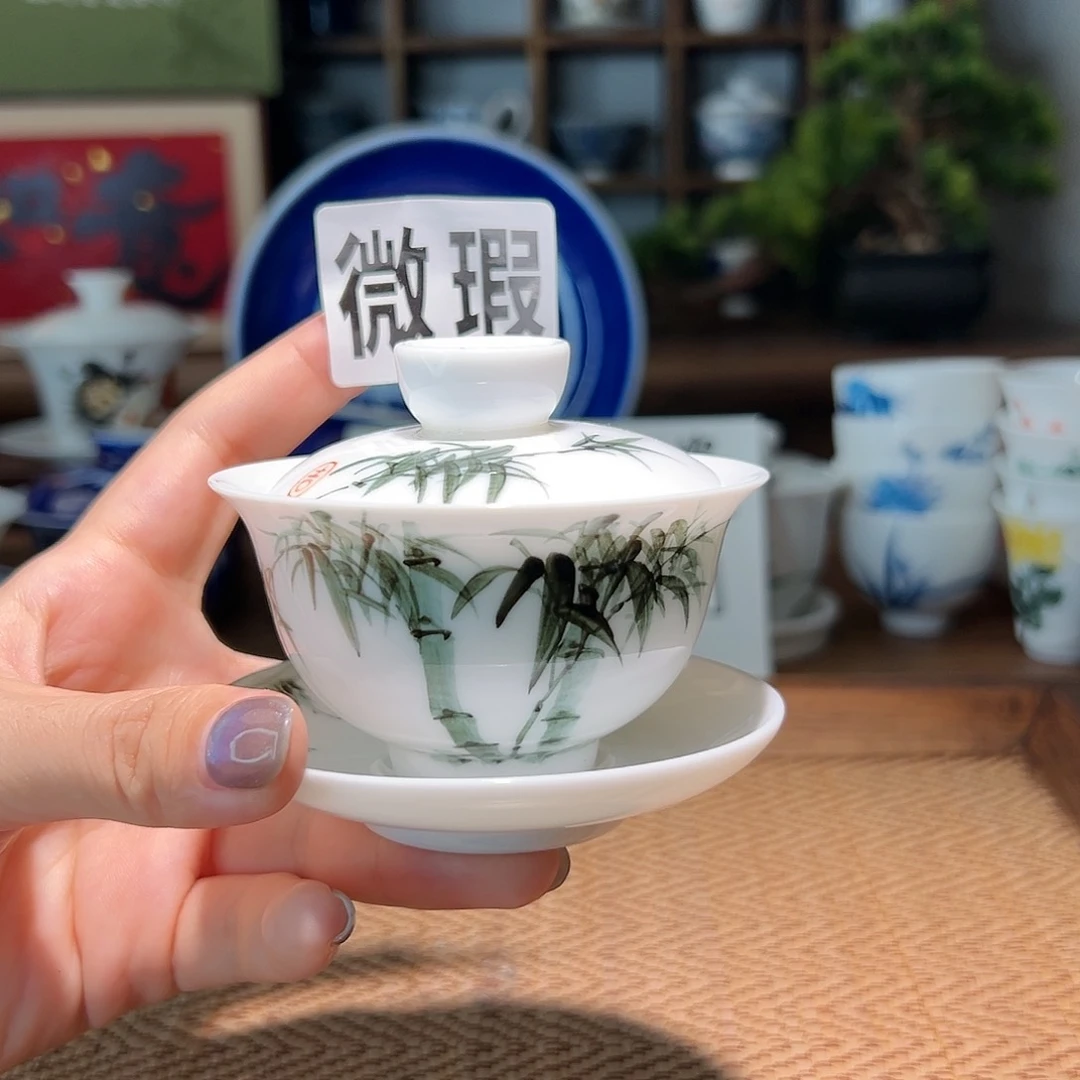 【闪购商品】微瑕 手绘 盖碗