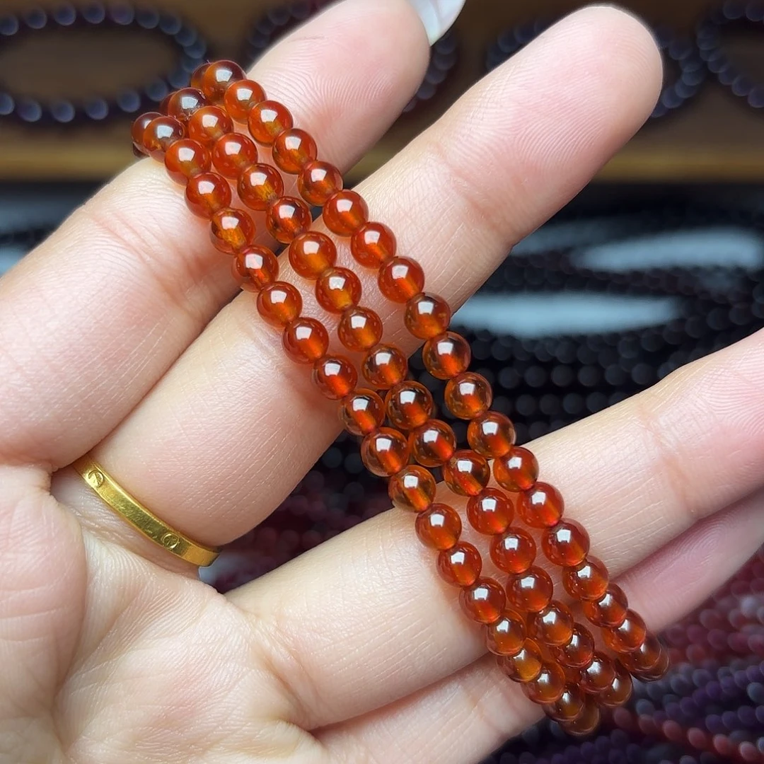 手链未镶嵌石榴石卡4.6橙红三圈毕业级