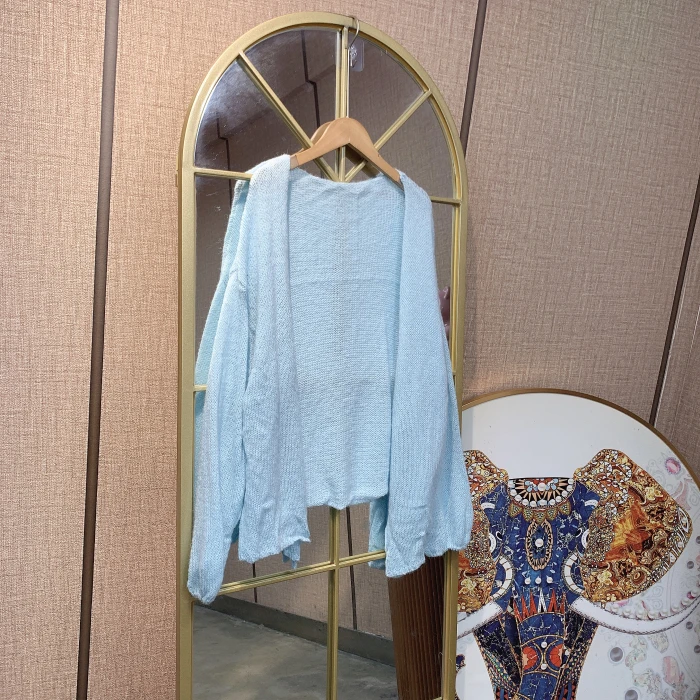 BS983孕妇蓝色针织开衫