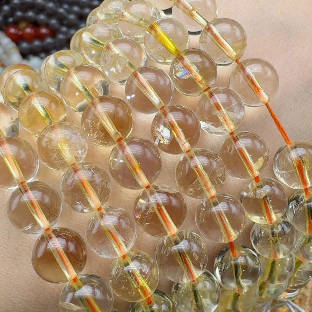 玛瑙/玉髓合金珠宝半成品10黄水晶一条