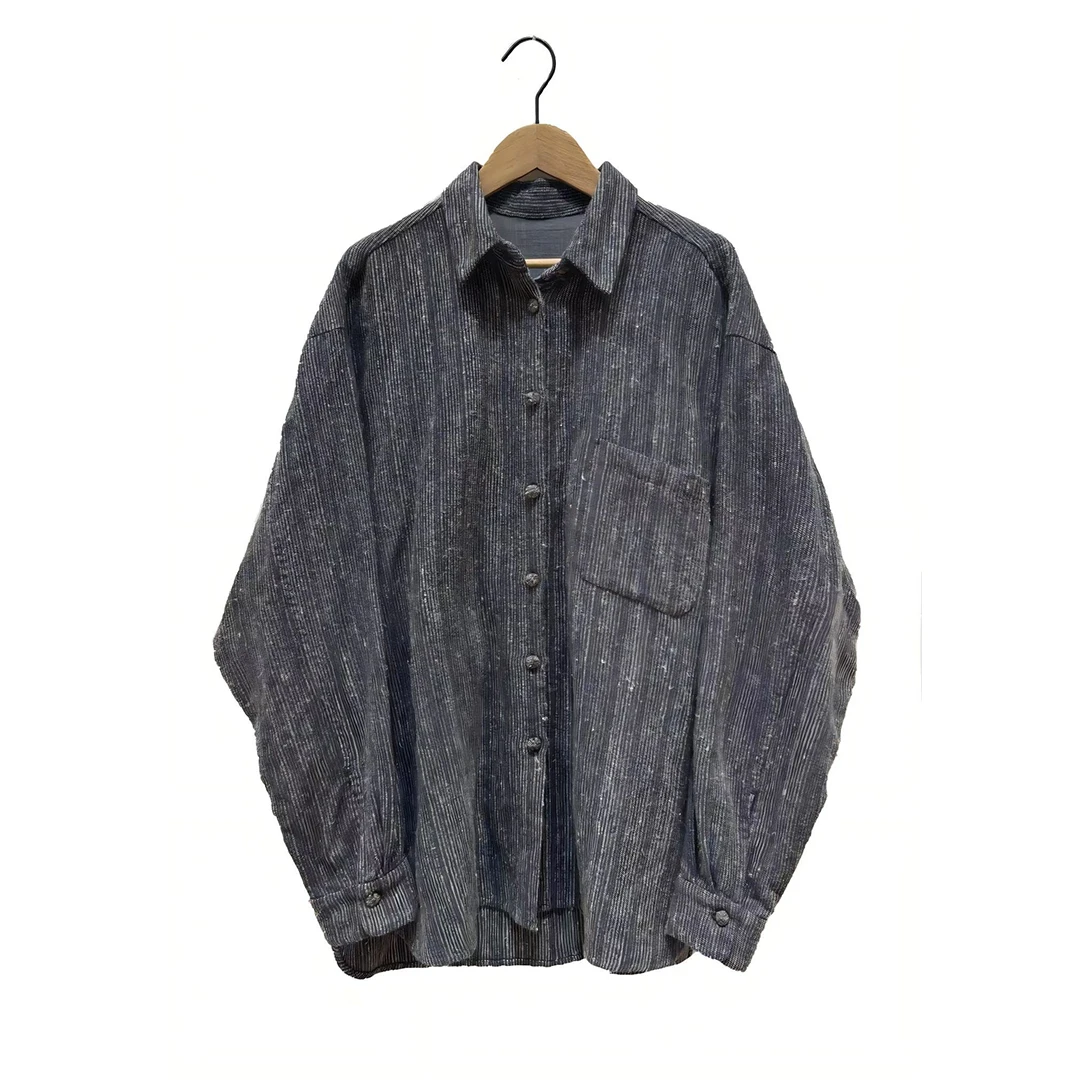 左岸迷香 Z25FW1007 布衣分享亚麻衬衫 原创小众秋冬复古条纹上衣