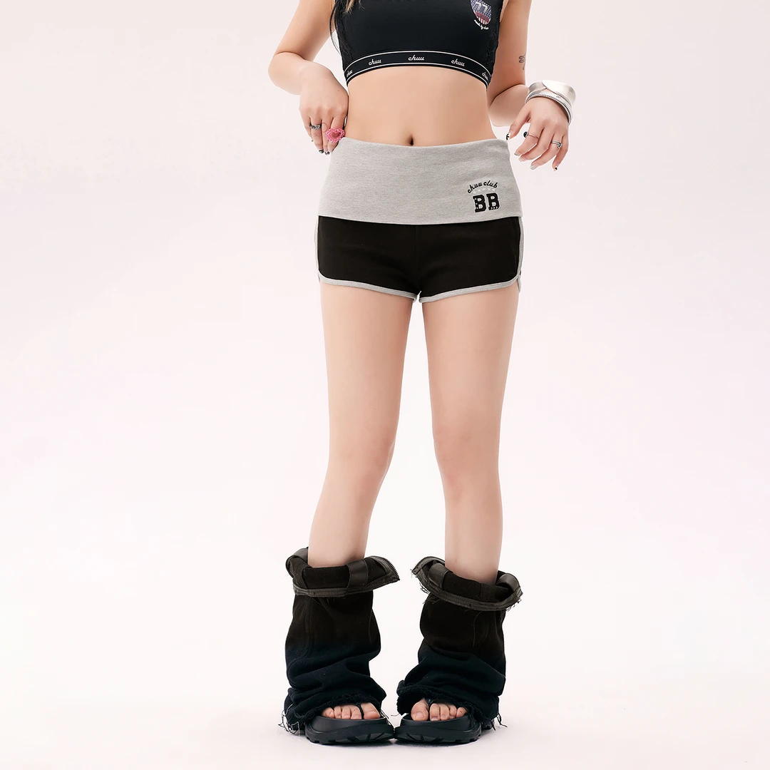 【25】CHUU字母刺绣设计慵懒风懒人穿搭拼接显瘦休闲裤FHED010J