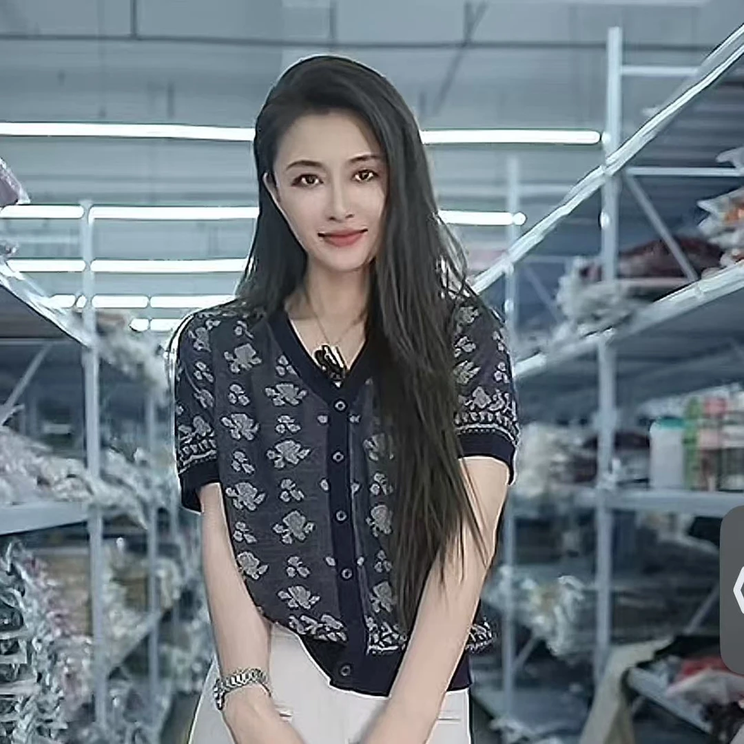 【思思精选】新款时尚气质复古提花V领洋气减龄百搭针织开衫A229#