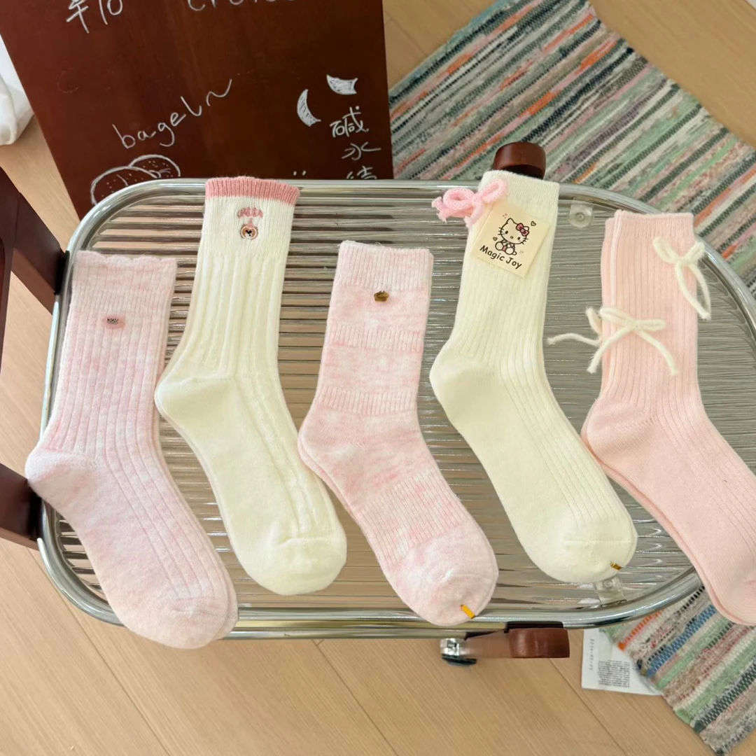 【A01-B07】秋冬复古ins百搭中筒袜绵羊毛厚袜子奥绒袜子