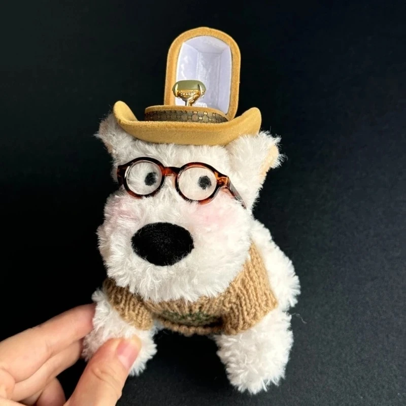 帽子西高地小狗玩偶戒指盒告白求婚首饰盒男女友情侣惊喜礼物创意