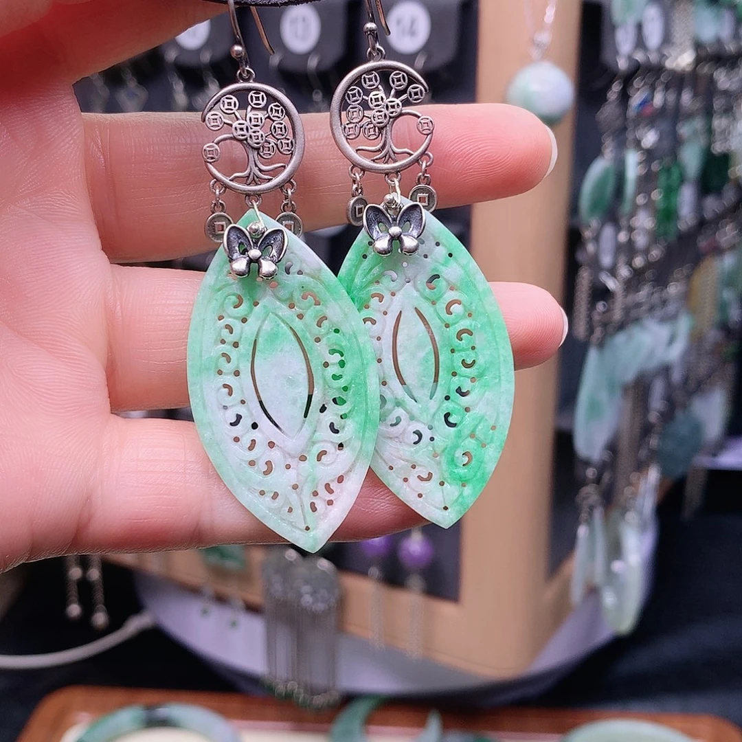 翡翠银S925镶嵌耳饰✨*✨