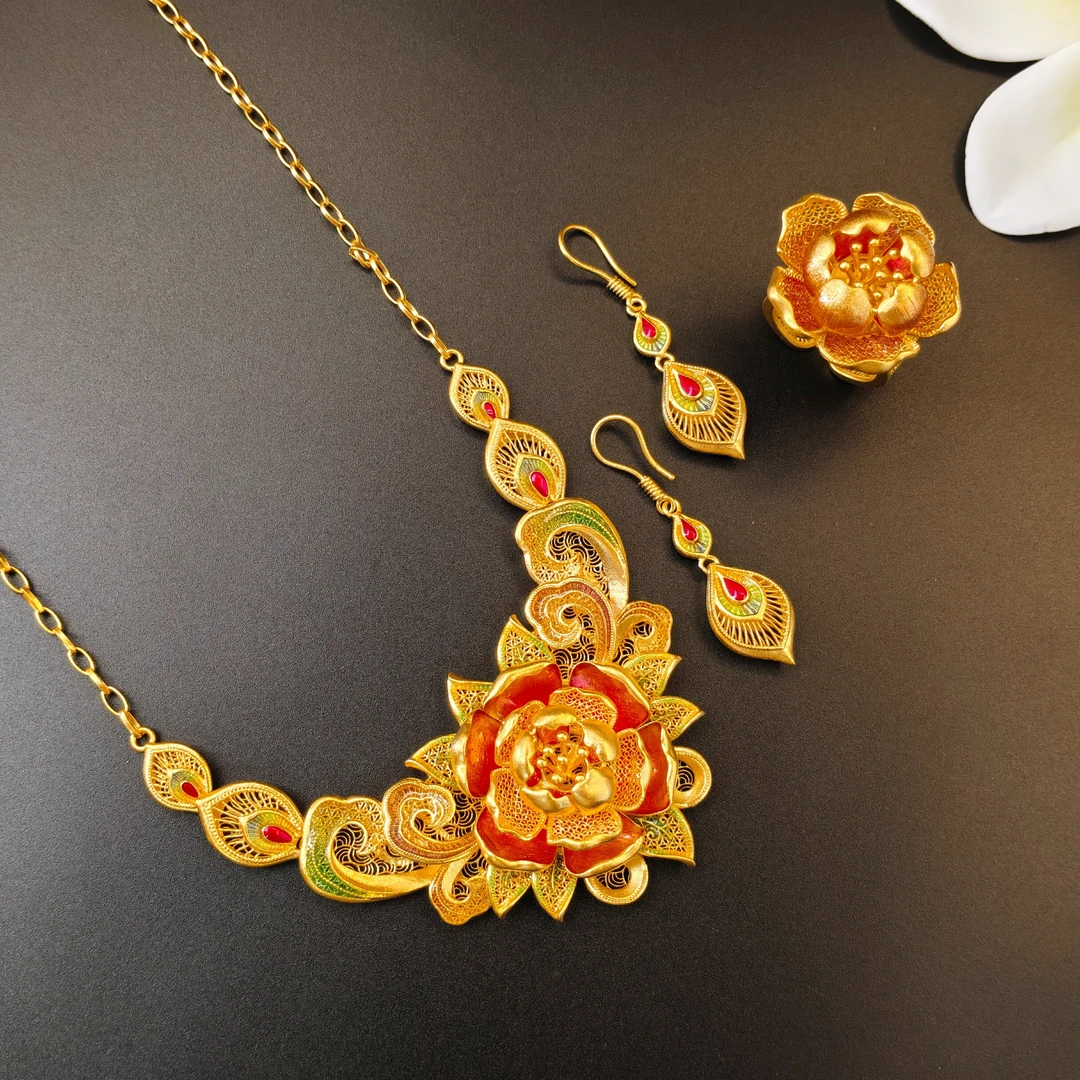 【恒潮珠宝】80.95g足金古法套装H096529