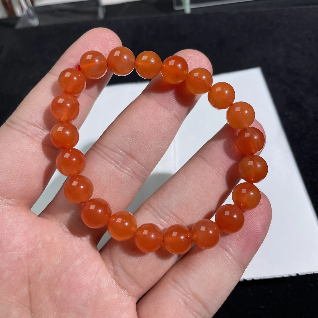 高荧光冰红南红手串9mm+  KT24112323