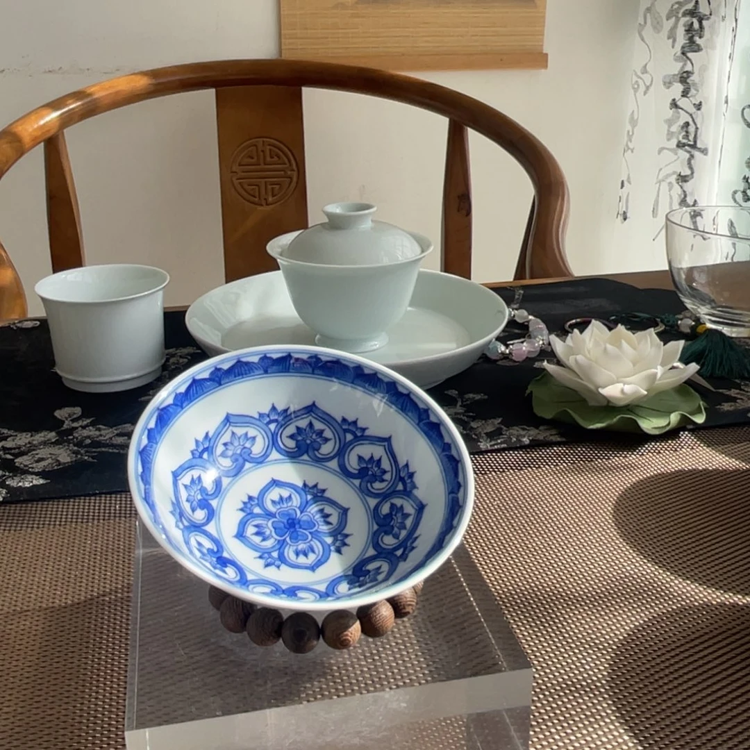 青花宝相普洱杯杯