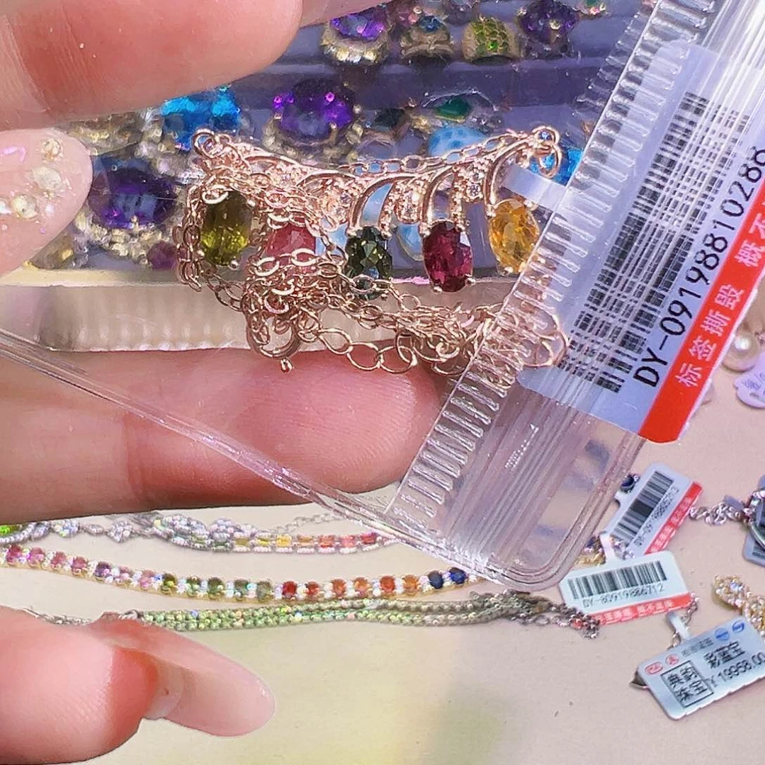 碧玺t r天然银S925镶嵌碧玺