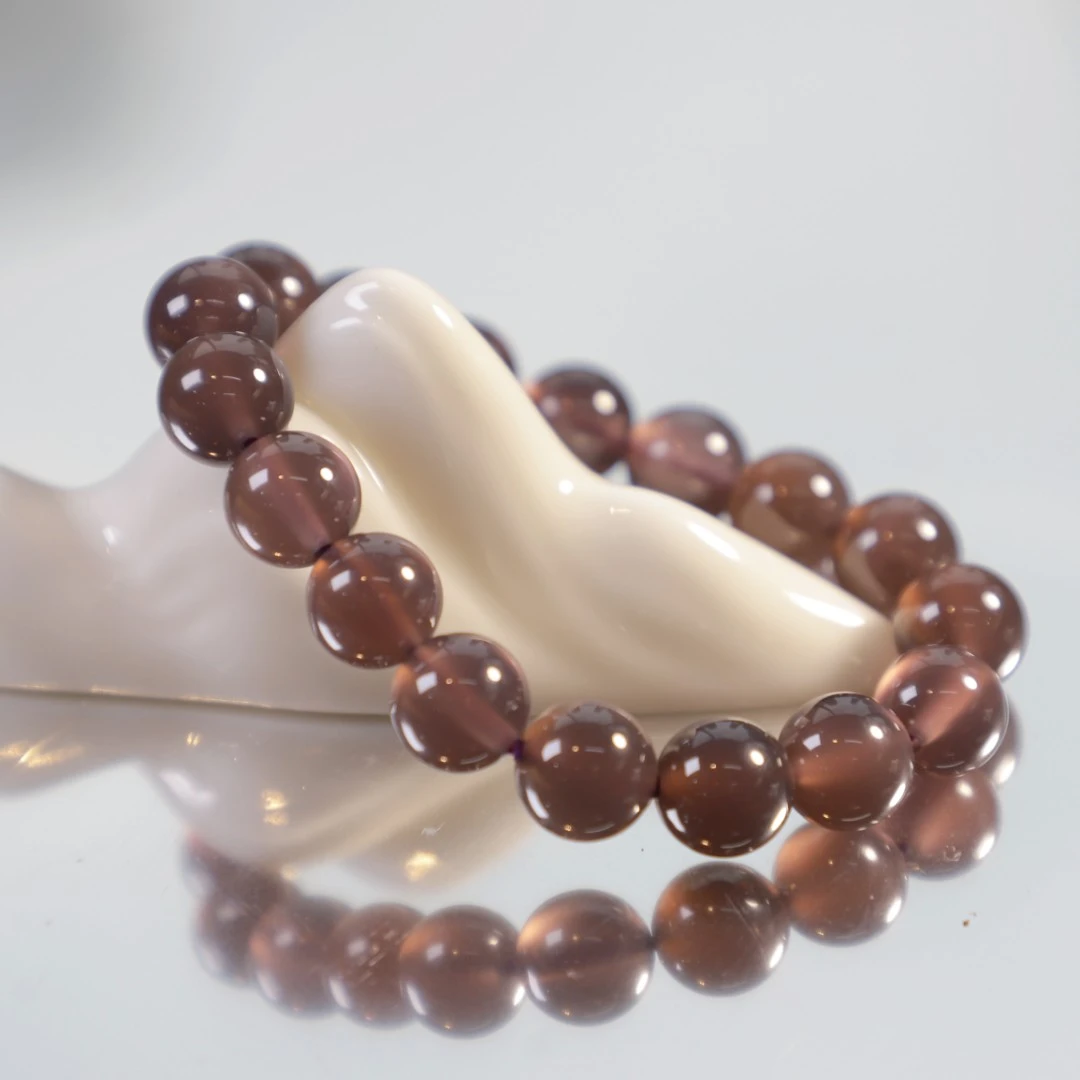 天然烟紫玉髓单圈手串冰烟紫色高贵典雅素圈手串气质手饰Z3321