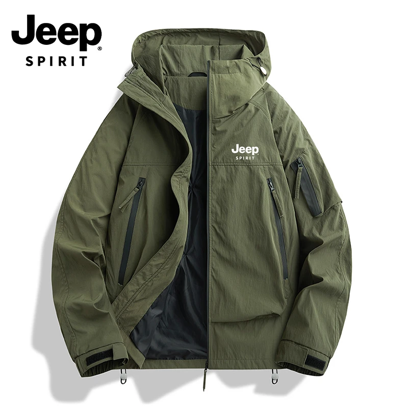 JEEP SPIRIT吉普春季外套男女同款防水户外休闲潮流百搭夹克情侣