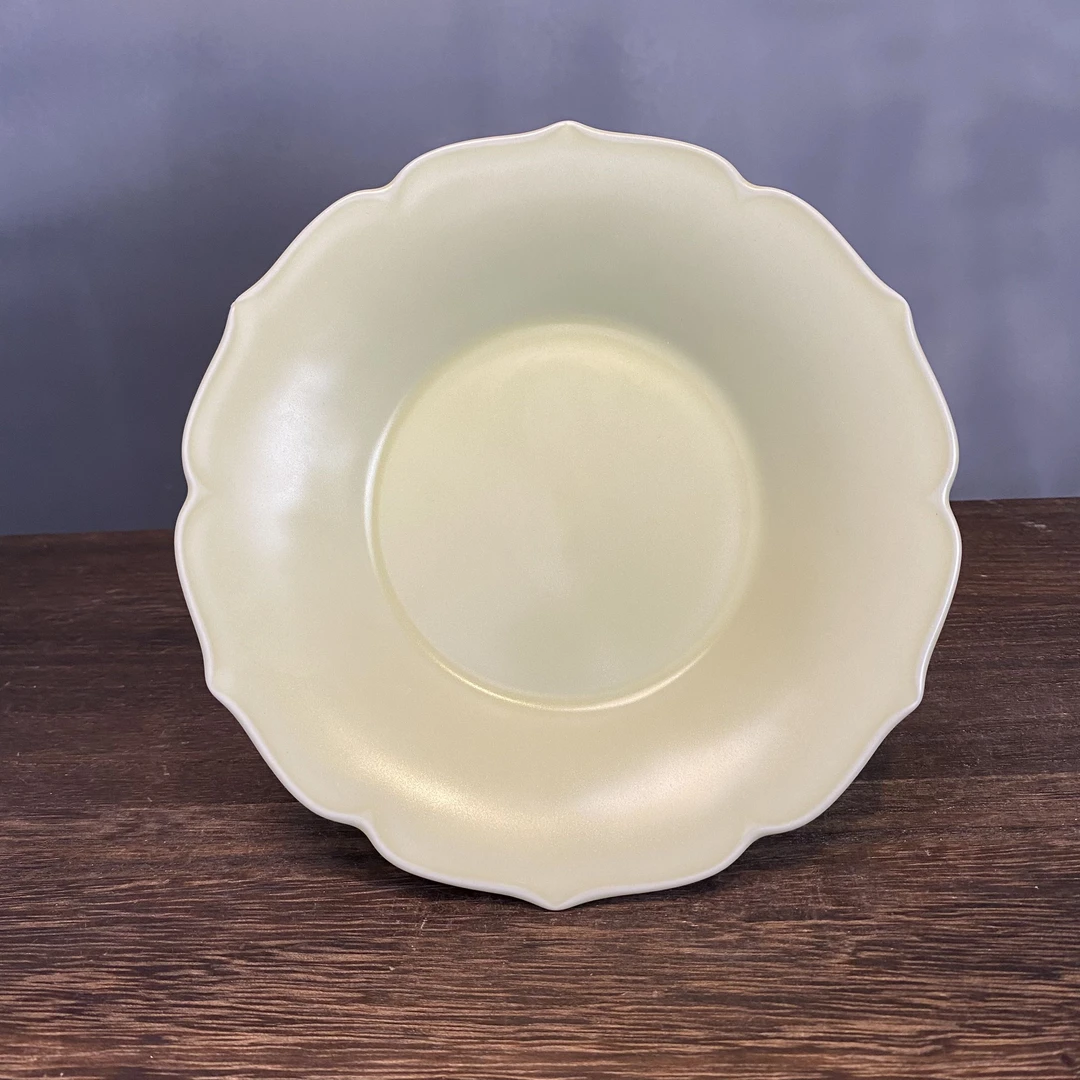 【龙叁堂】莲花边壶承【酥油黄汝窑】