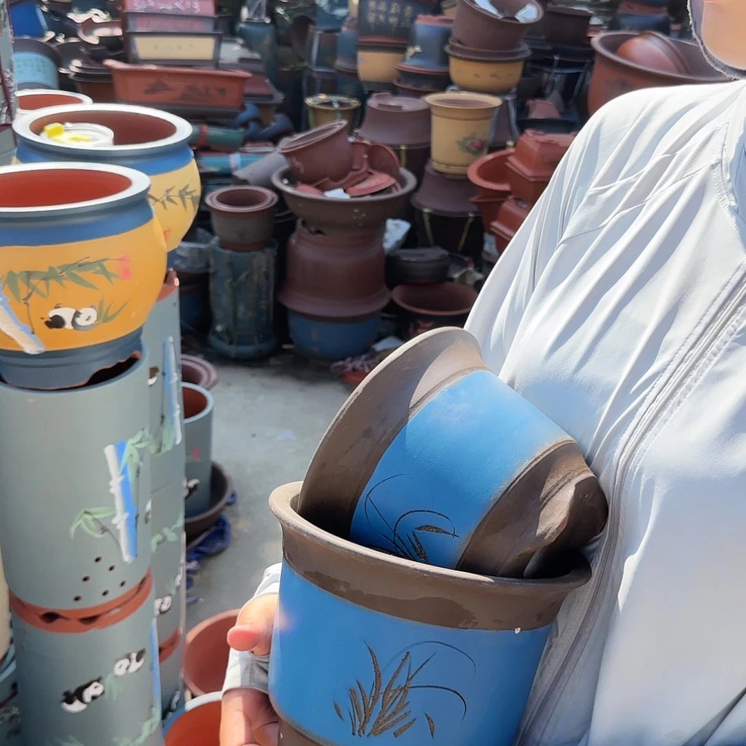 蓝刻绘金钟中小一对