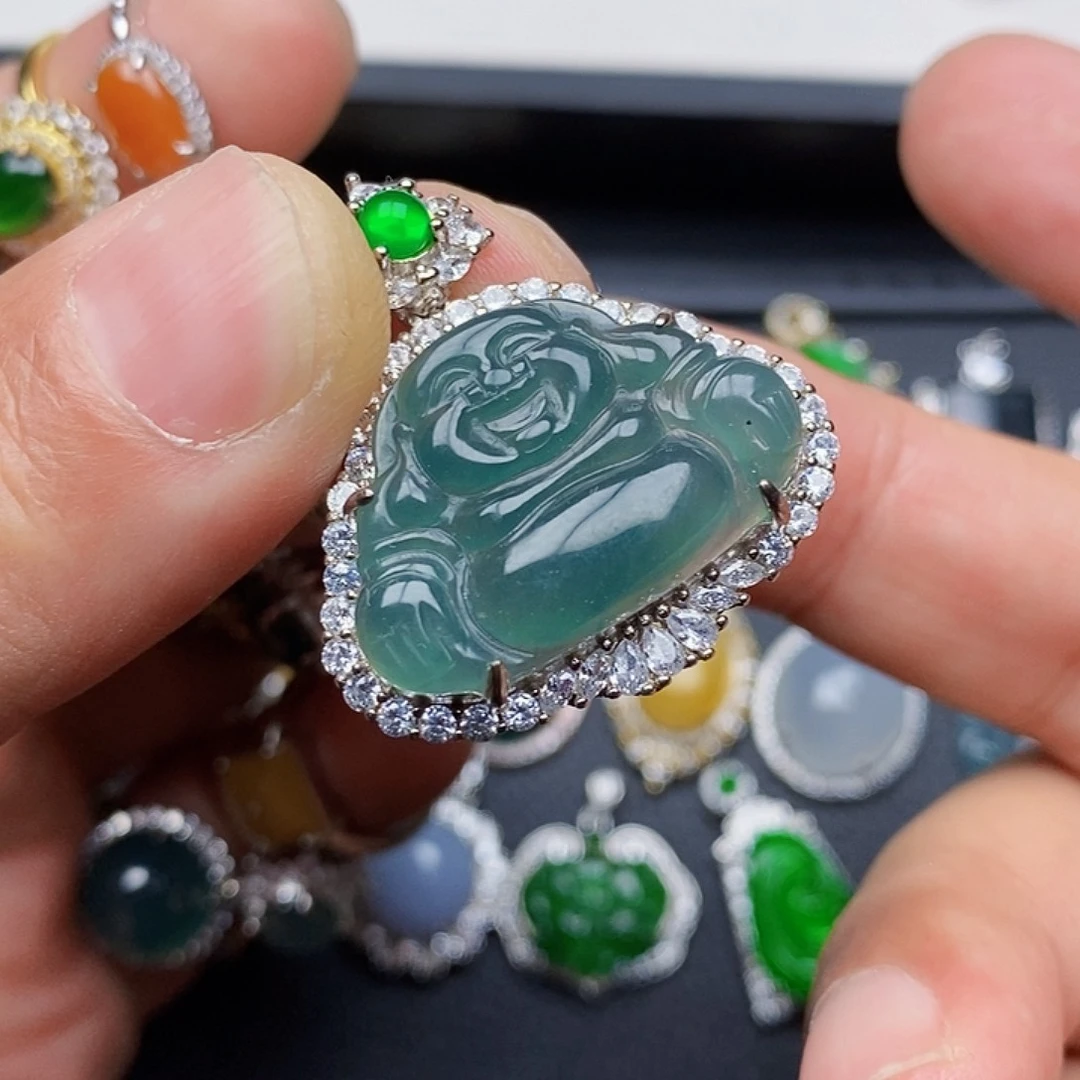 翡翠颈饰银S925镶嵌项链