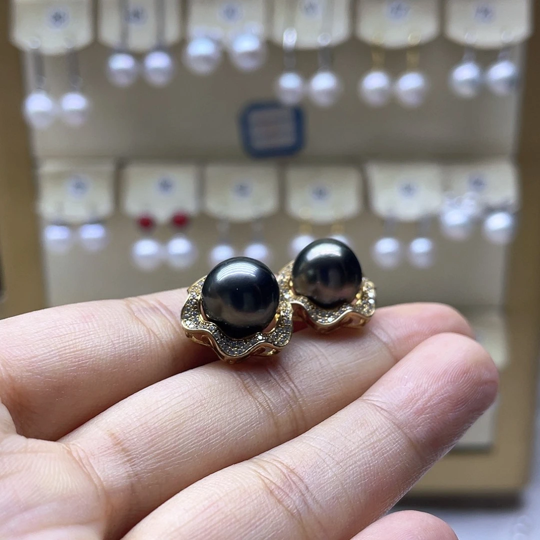 银S925镶嵌海水珍珠耳饰