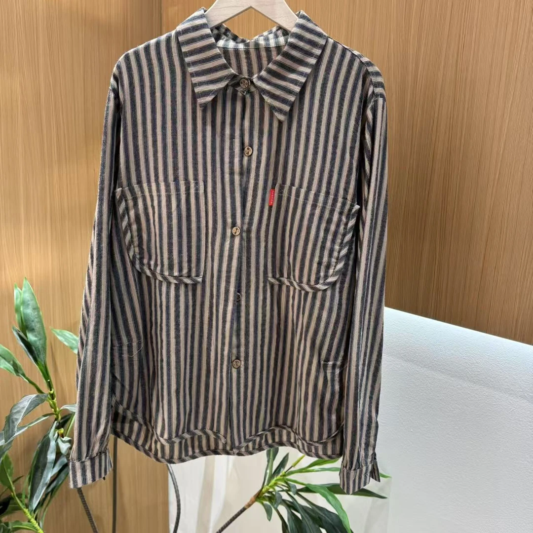 14510新款春秋简约休闲显瘦条纹文艺衬衫