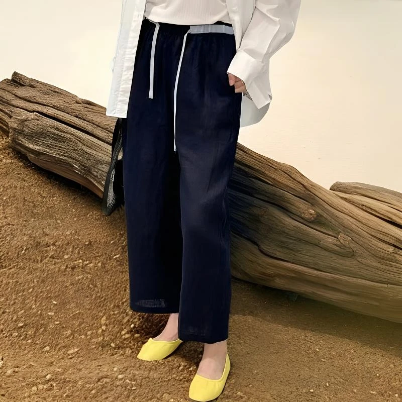 胖姐严选春夏款亚麻宽松百搭休闲裤