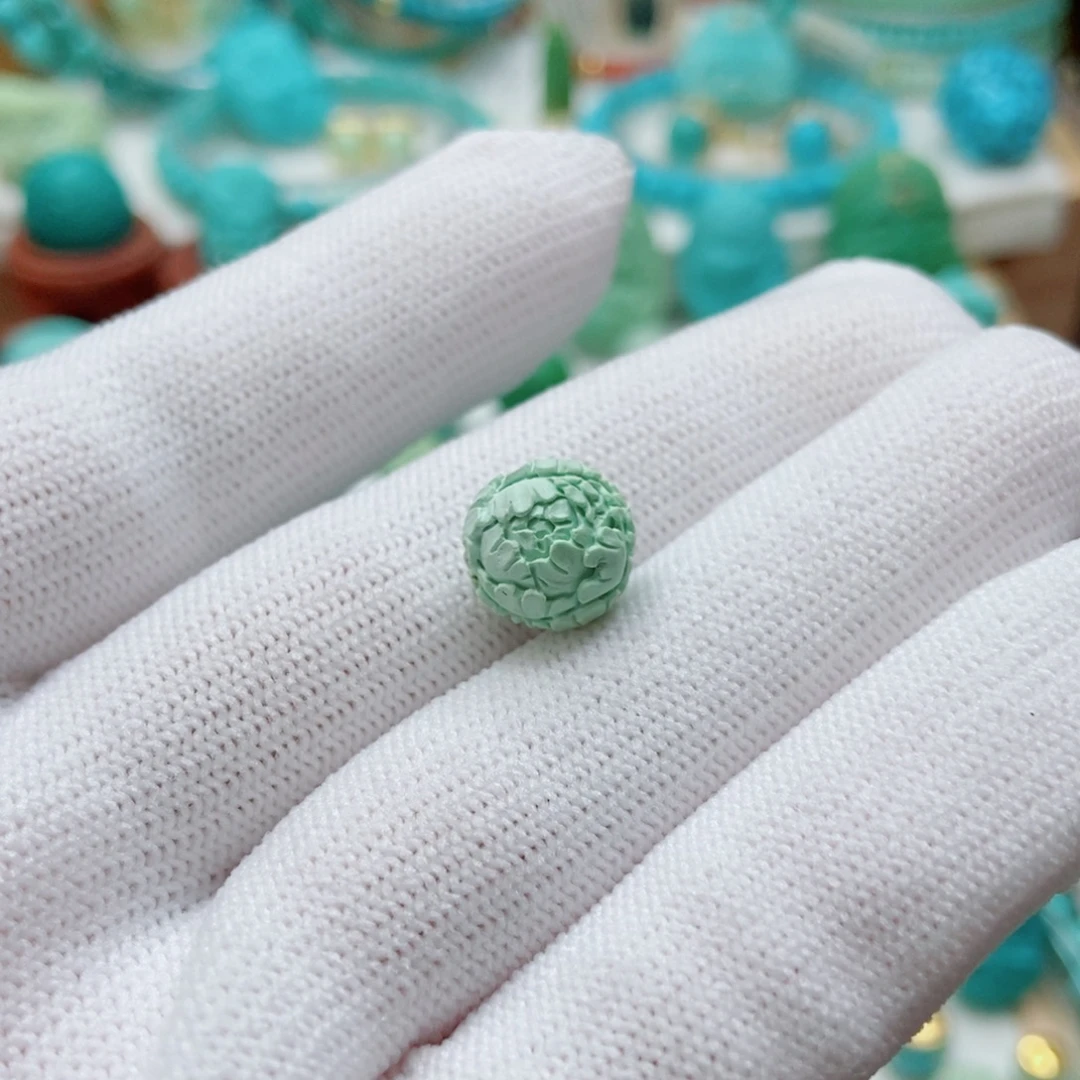 未镶嵌绿松石菜籽黄牡丹花珠子10.4mm