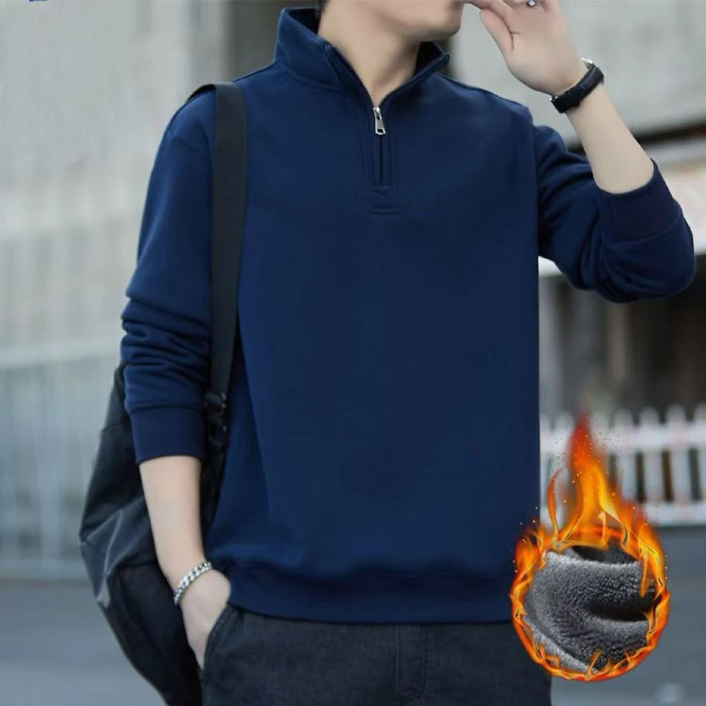 111长袖立领拉链复古保暖运动男士卫衣透气免烫速干宽松型休闲