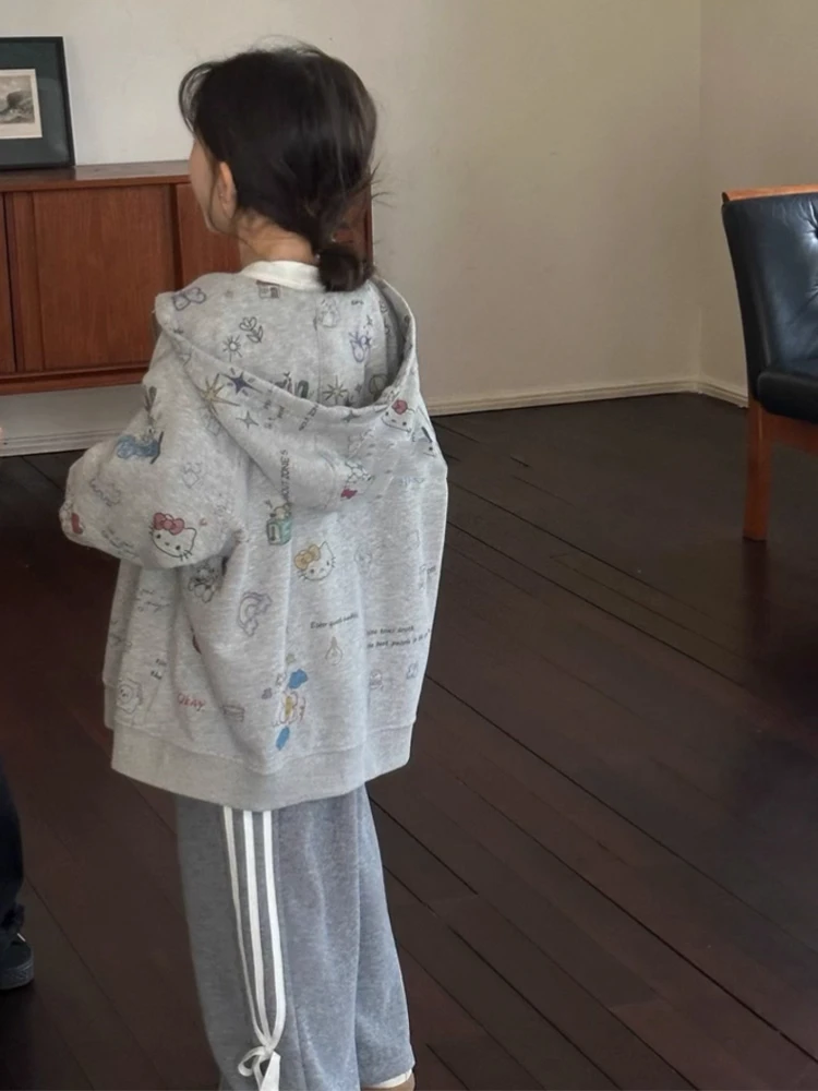 女童外套秋装2025新款春秋款儿童女大童kt猫卡通卫衣女孩秋季上衣