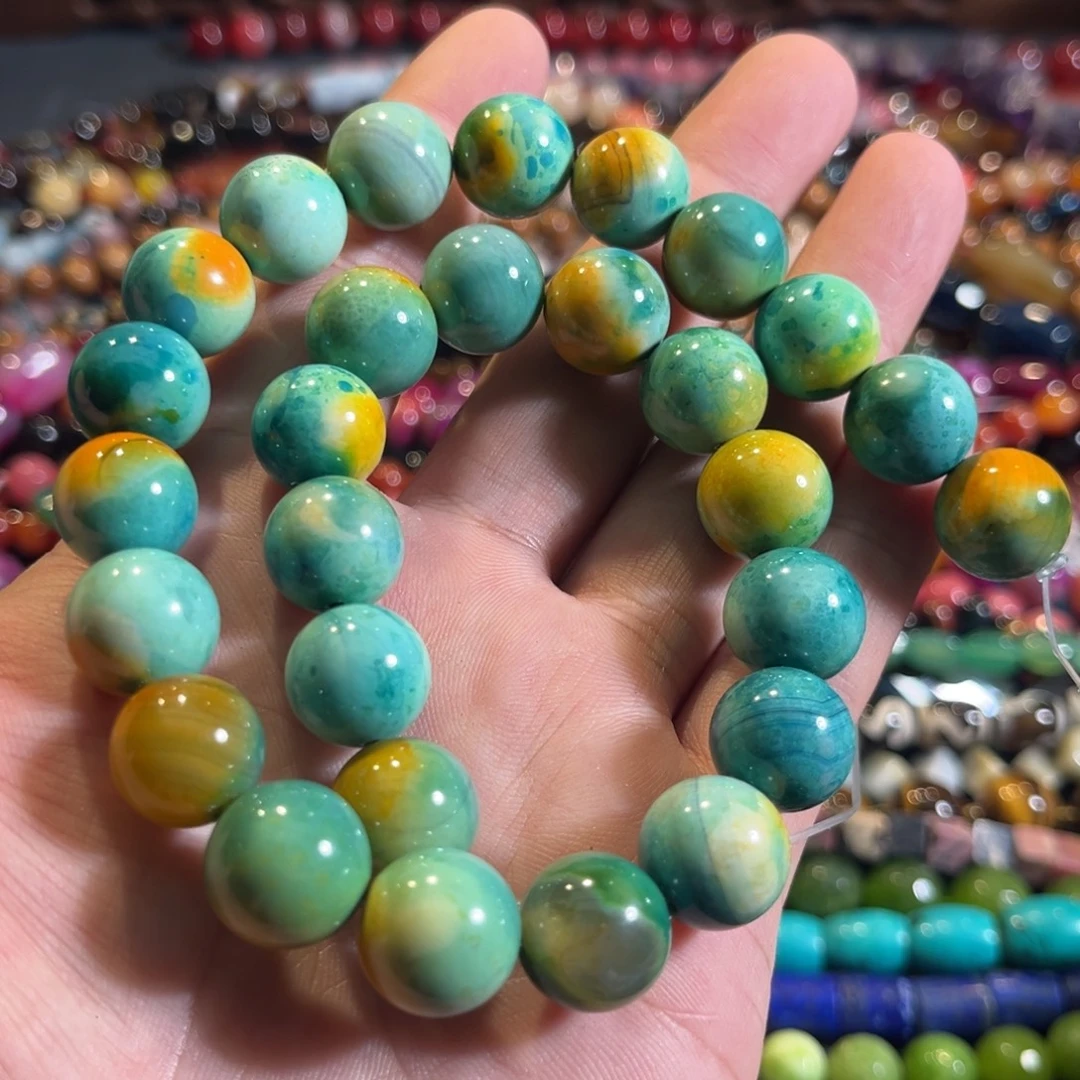 未镶嵌玛瑙/玉髓珠宝半成品地球玛瑙一条14mm