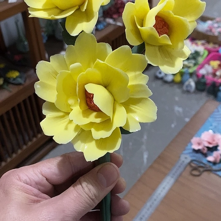 瓷片纯手工陶瓷花摆件瑕