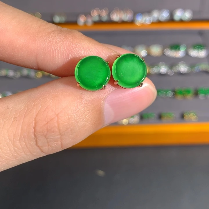翡翠银S925镶嵌耳饰耳饰