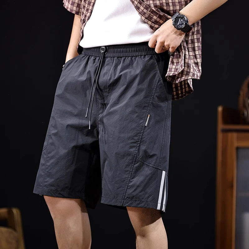 LEIGHZ/雷茨休闲短裤男新款夏季外穿潮牌大码直筒男士拼接五分裤