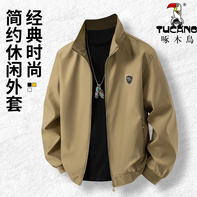 啄木鳥正品2025春秋新款潮流立领夹克男爆款潮牌时尚简约休闲外套