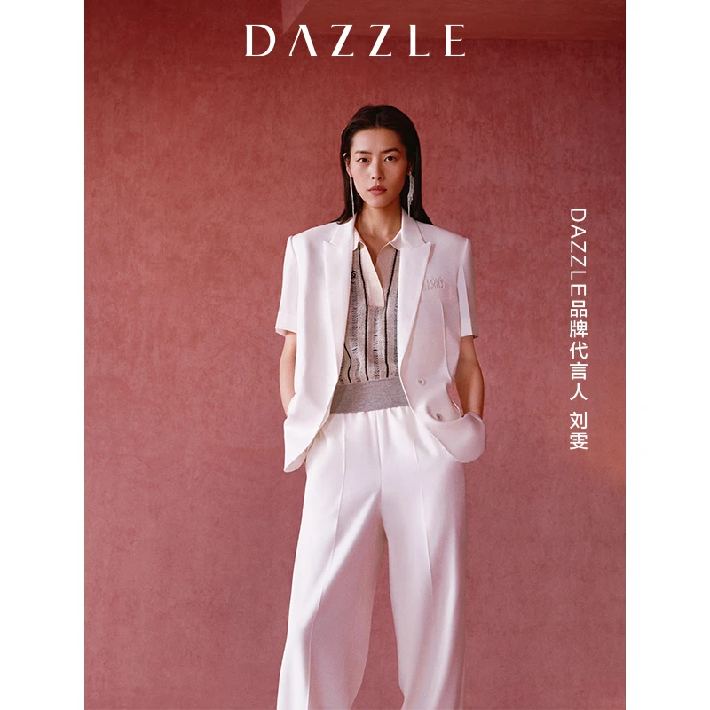 刘雯同款DAZZLE地素女款提花翻领针织背心2E2E212