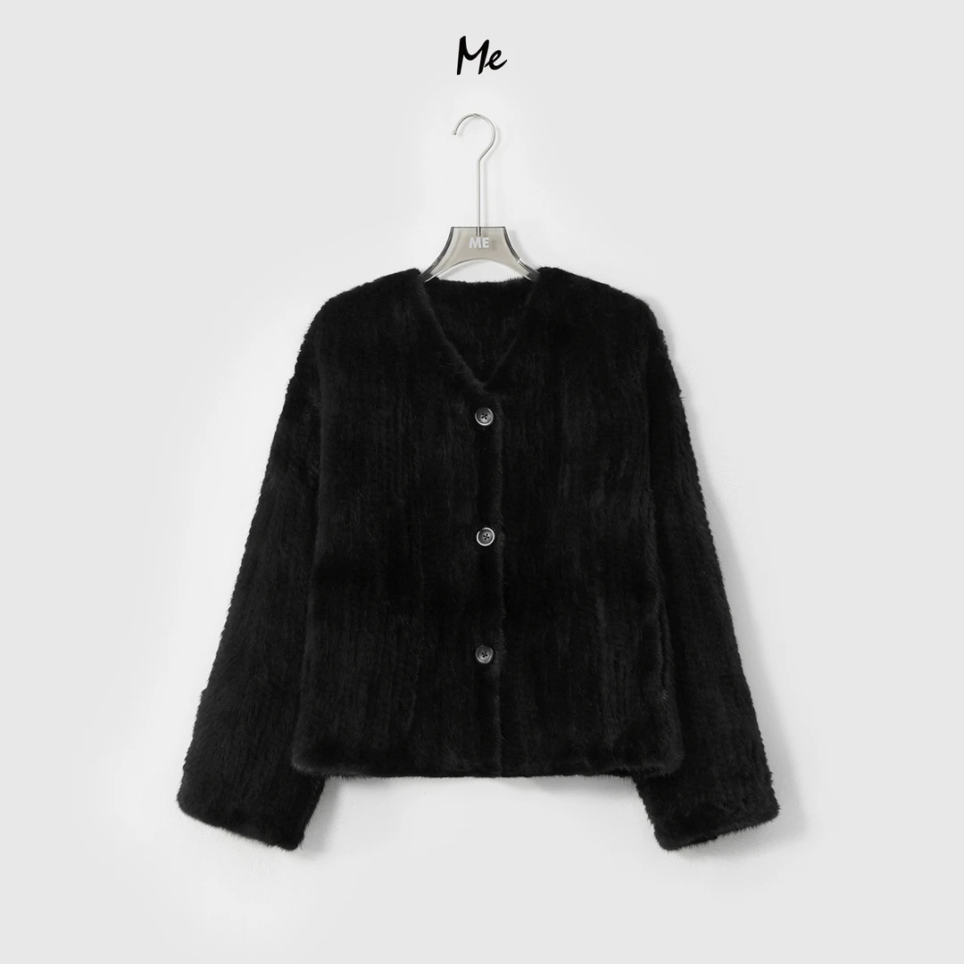 ME【黑曜石手工水貂】 水貂手工编织时尚百搭老钱皮草MESA1695