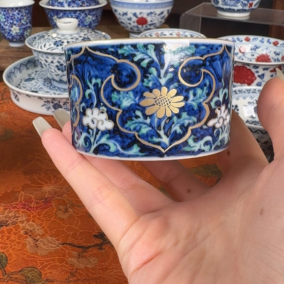 元煦窑斗彩描金直筒杯