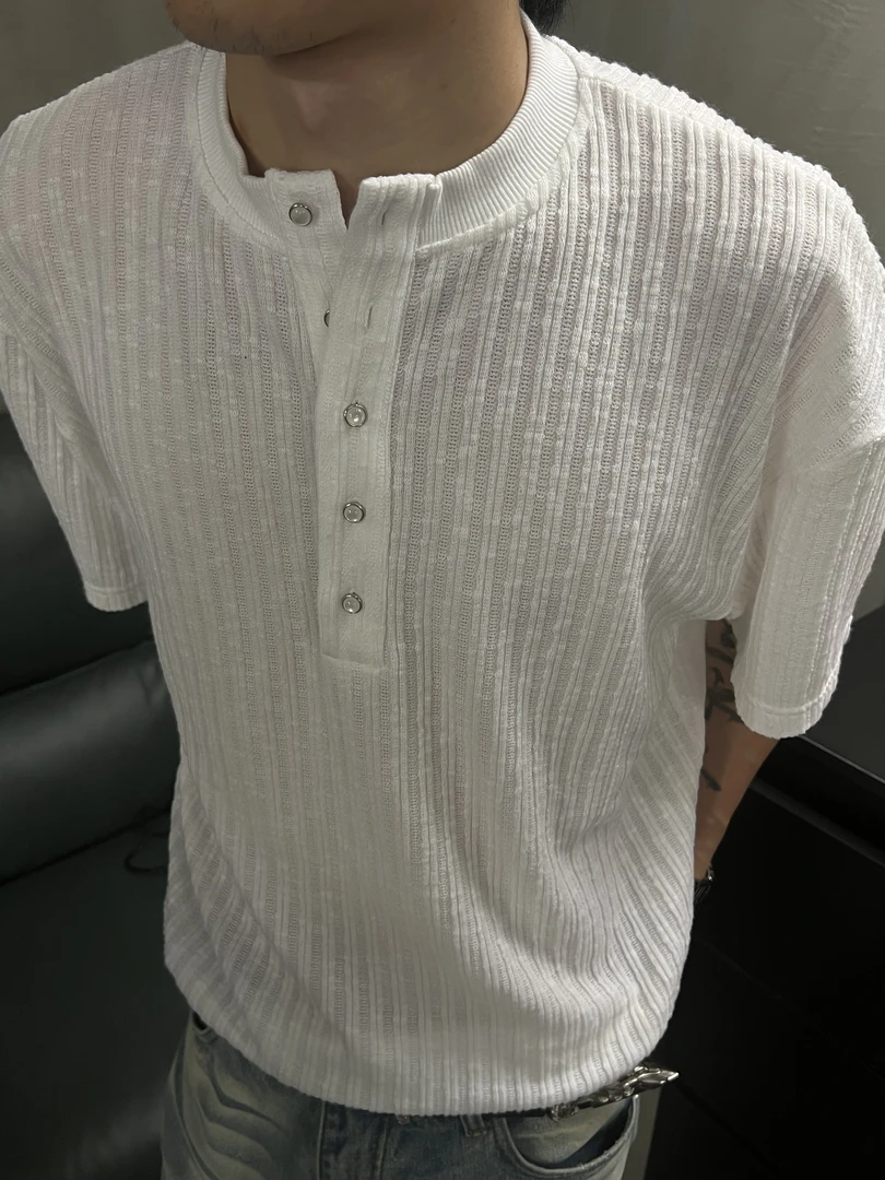 SDG时代老钱风新款贝母短袖针织透气短袖时尚休闲百搭夏季宽松