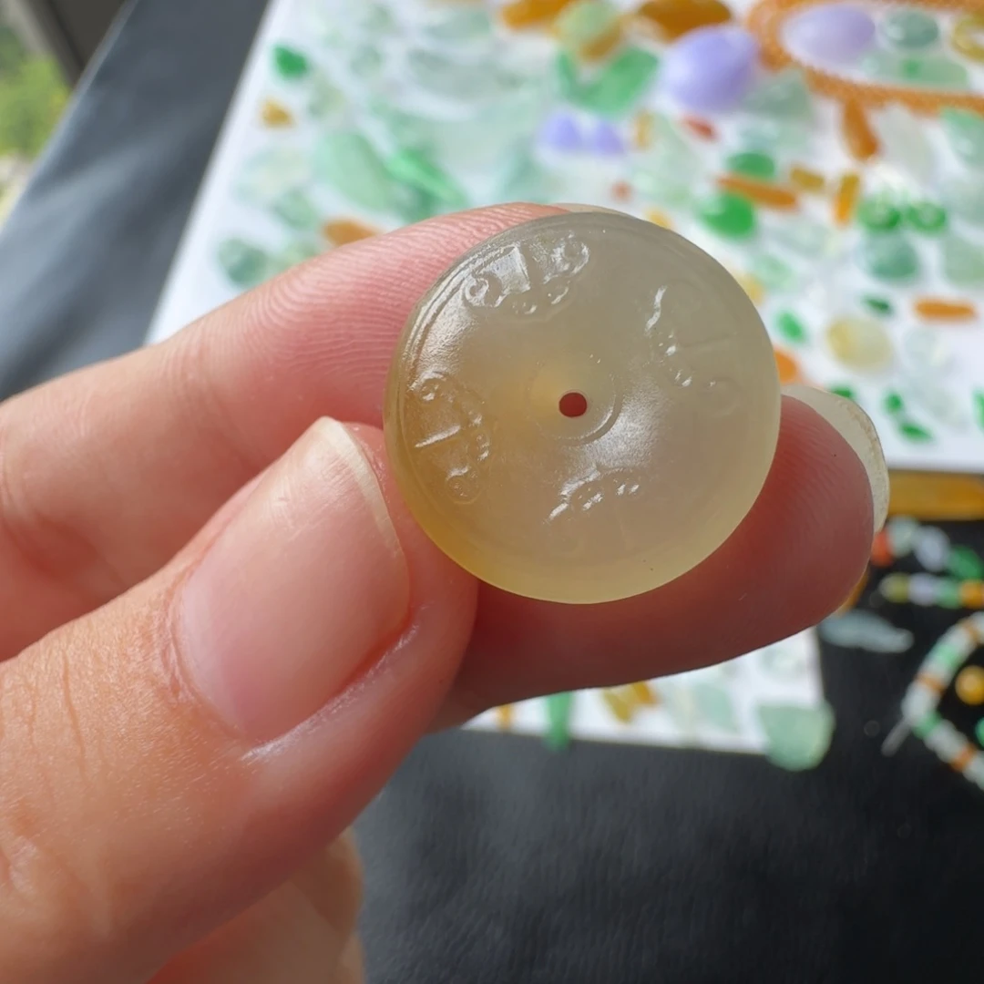 定制翡翠未镶嵌冰黄翡仿古平安扣