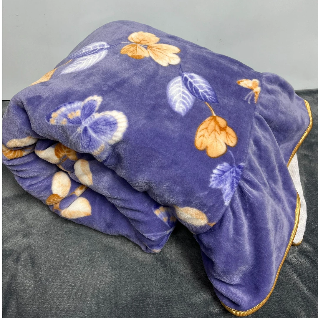紫色蝶舞加厚牛奶绒床单245*250cm
