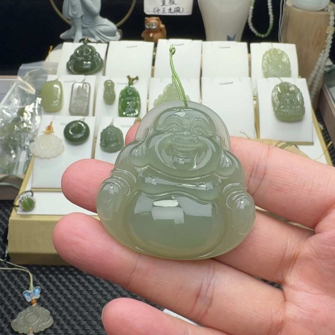 和田玉未镶嵌颈饰桃***灬