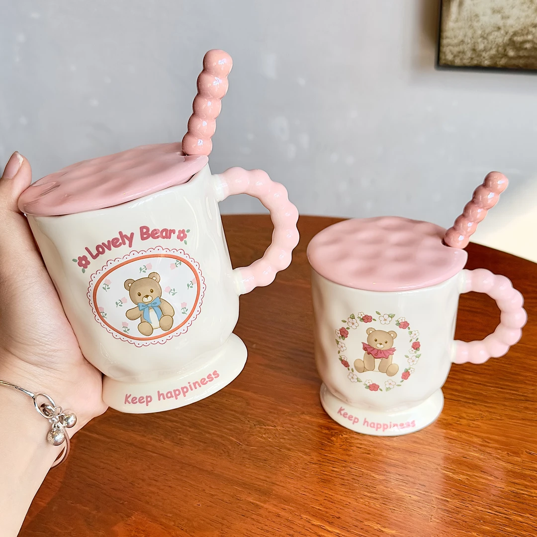 ins少女心陶瓷马克杯家用女早餐杯吸管牛奶咖啡燕麦杯宿舍情侣杯