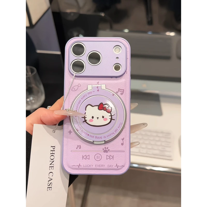 音乐KT紫适用苹果17pro手机壳16pm小众女华为p70金属皮纹防摔小米