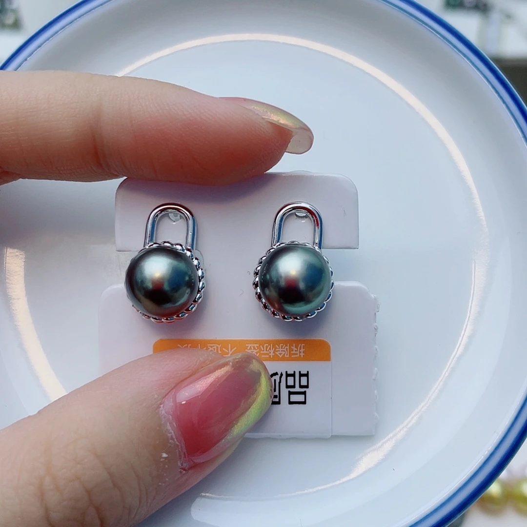 海水珍珠银S925镶嵌耳饰w59