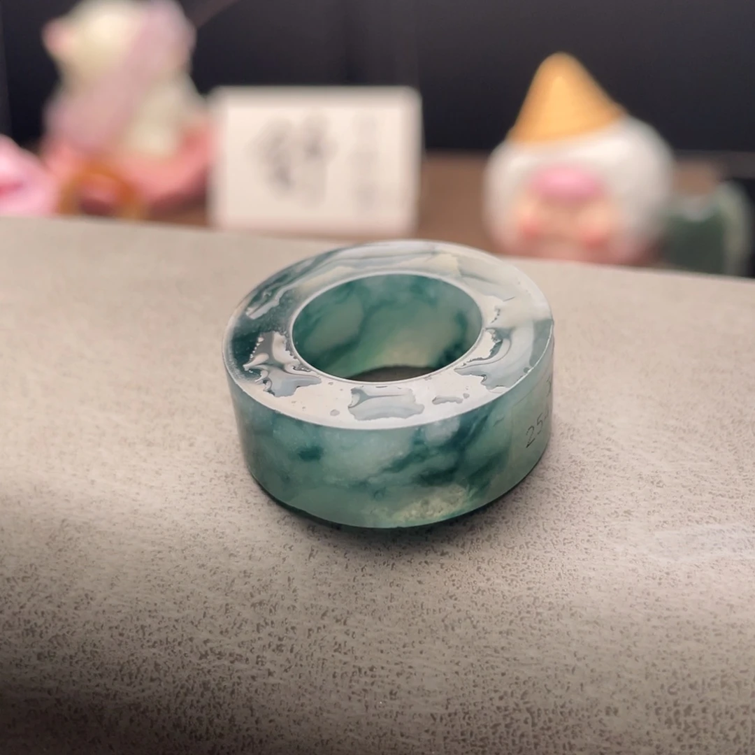 定制翡翠未镶嵌  冰牛仔蓝扳指